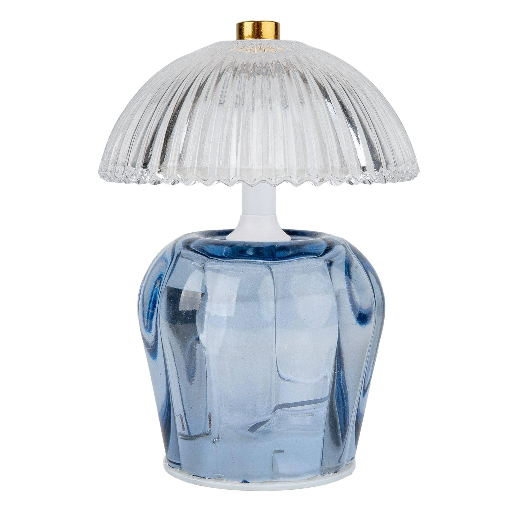 Candlelight Vintage Ridged Glass LED Table Lamp - Blue
