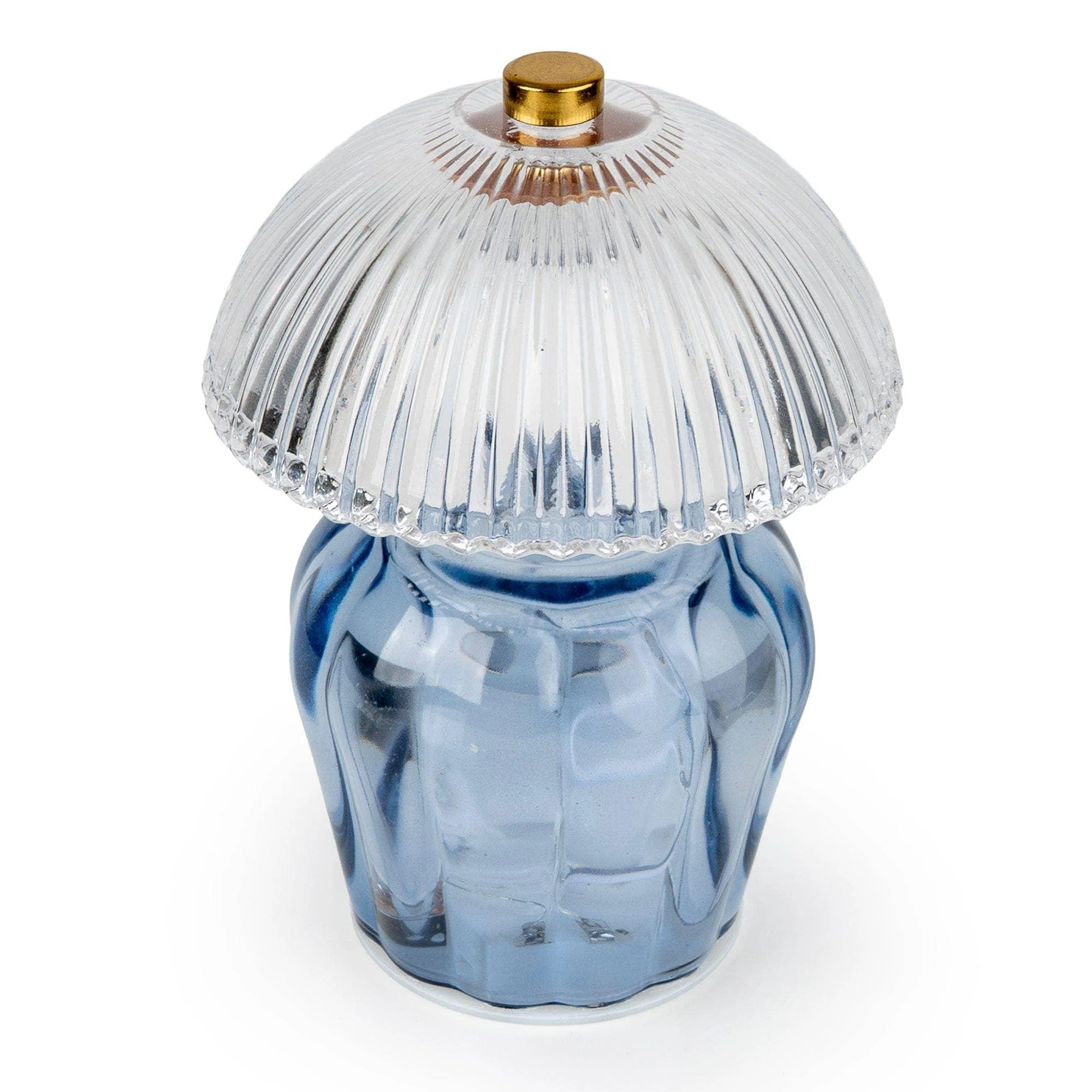 Candlelight Vintage Ridged Glass LED Table Lamp - Blue - Image 2