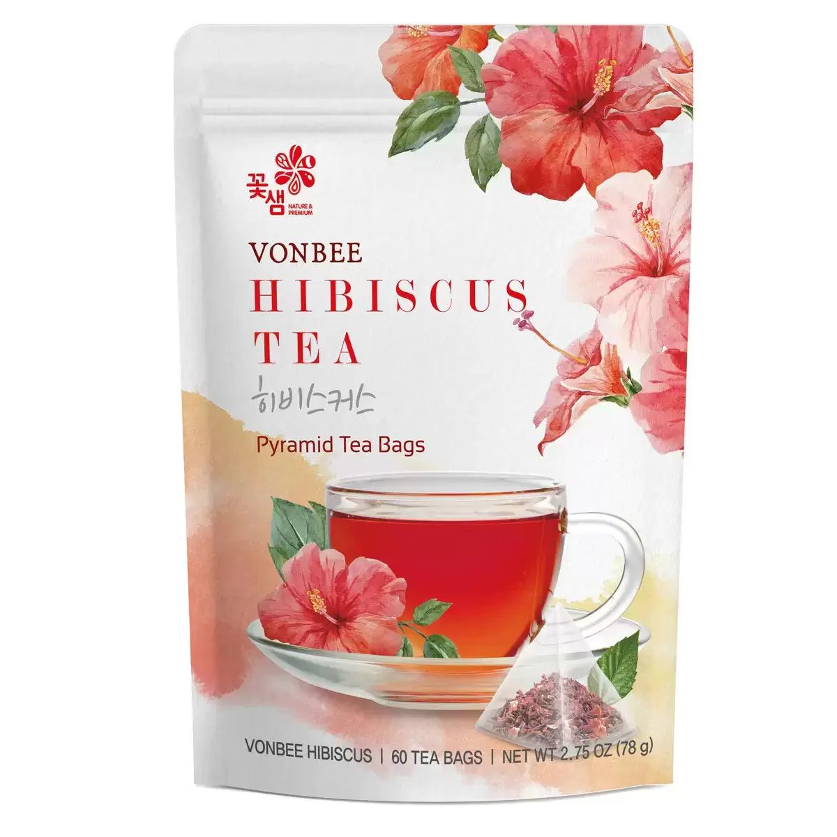 Vonbee Hibiscus Pyramid Tea Bags (60 Pack)