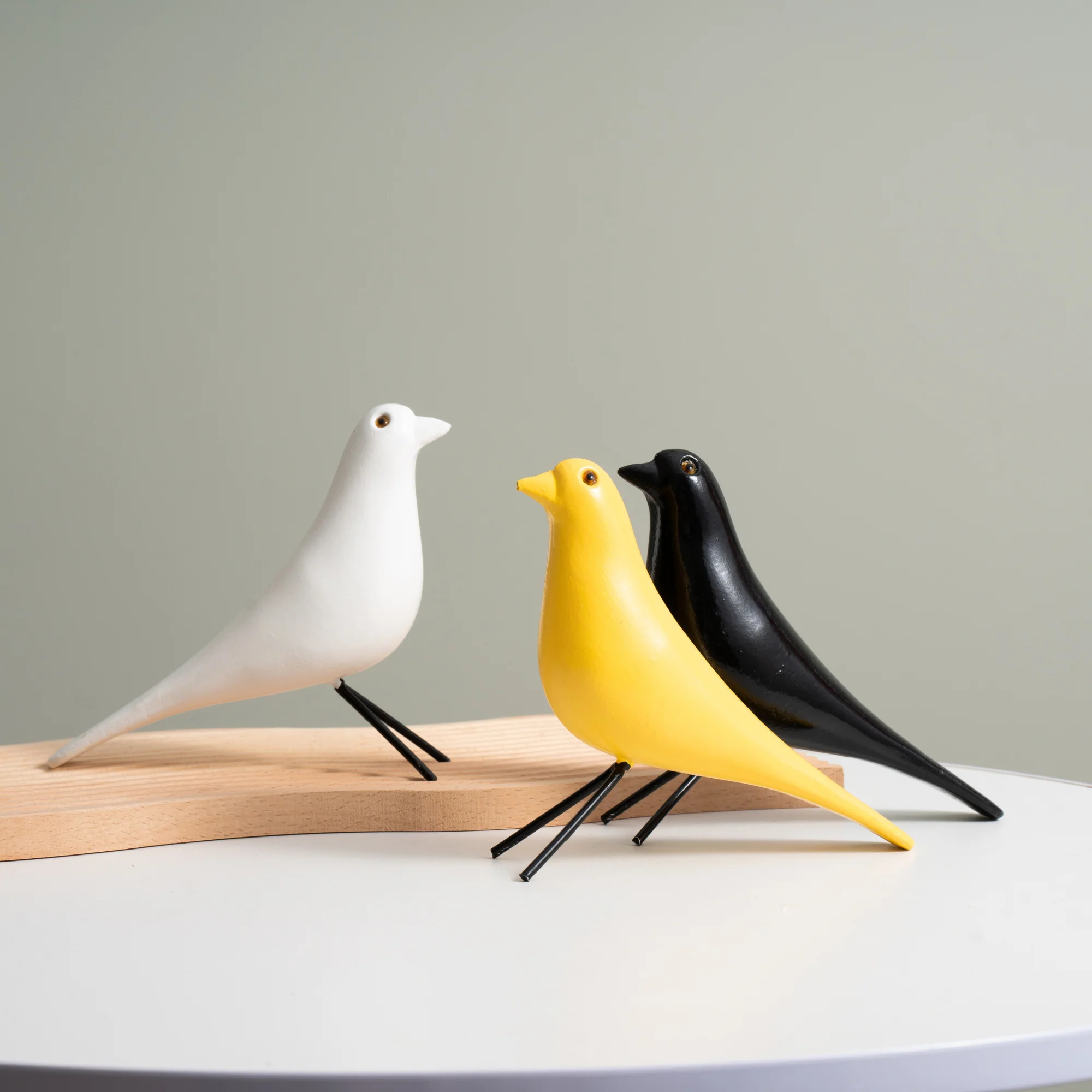 Wooden Modern Minimalist Bird Ornaments - Black (19cm) - Image 2