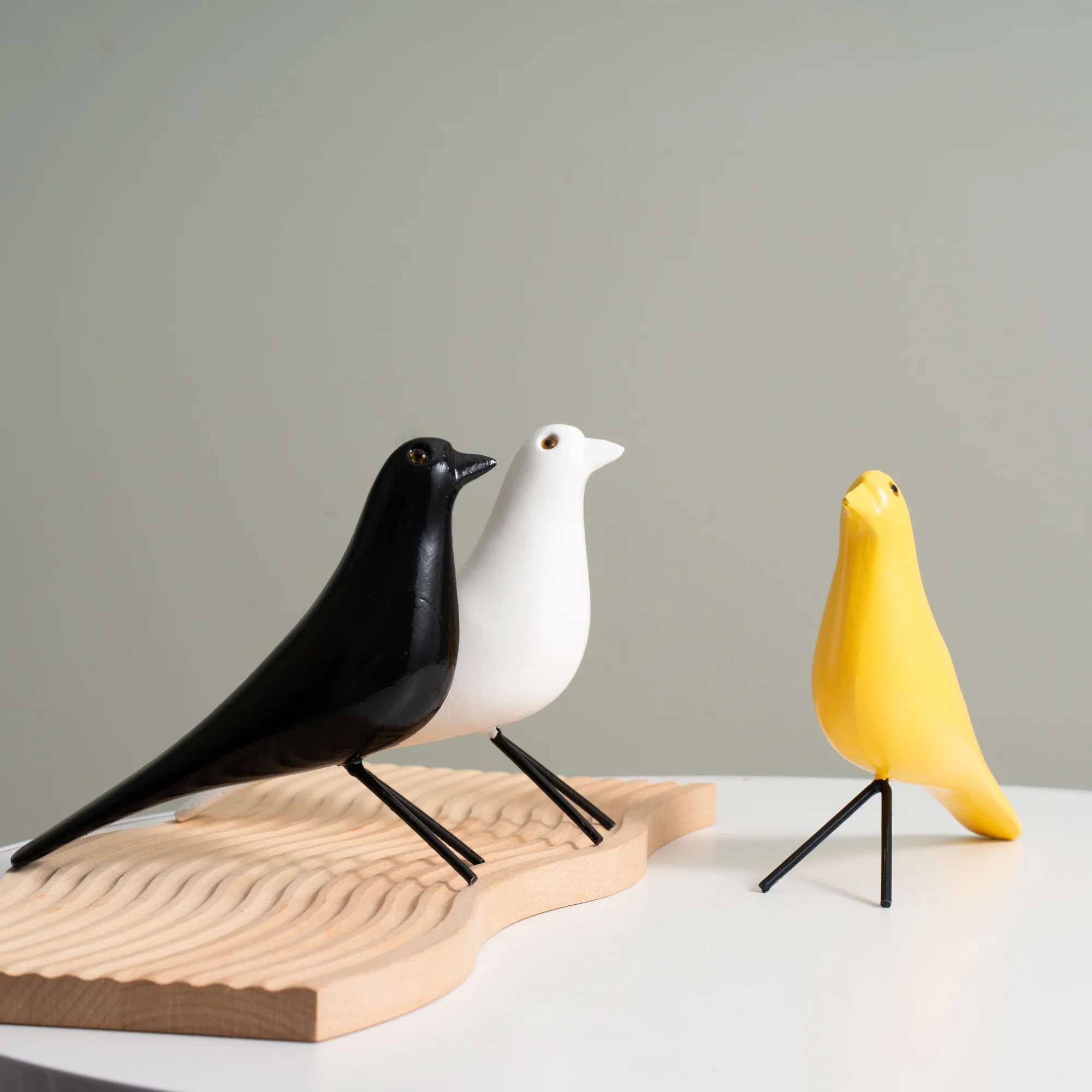 Wooden Modern Minimalist Bird Ornaments - Yellow (19cm) - Image 3