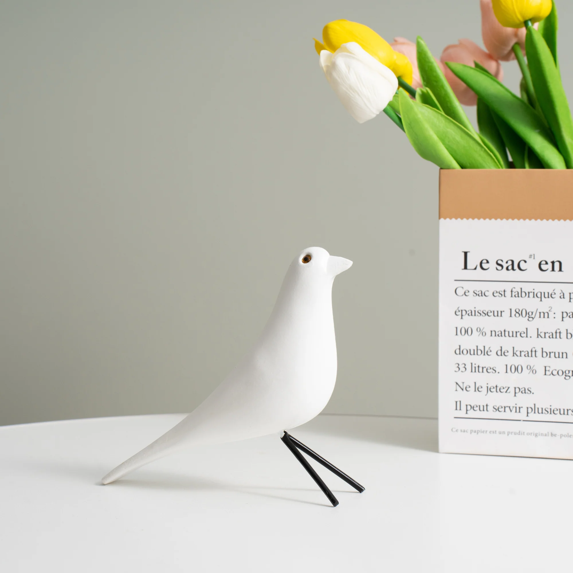 Wooden Modern Minimalist Bird Ornaments - Yellow (19cm) - Image 5