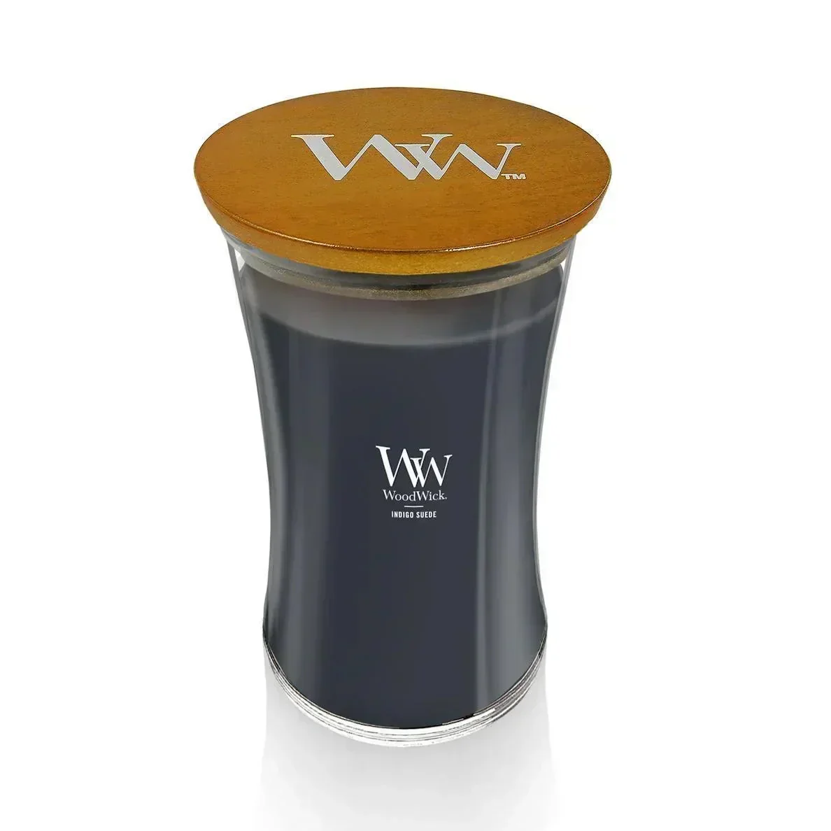 WoodWick Large Hourglass Indigo Suede Scented Candle (609g) - Image 2