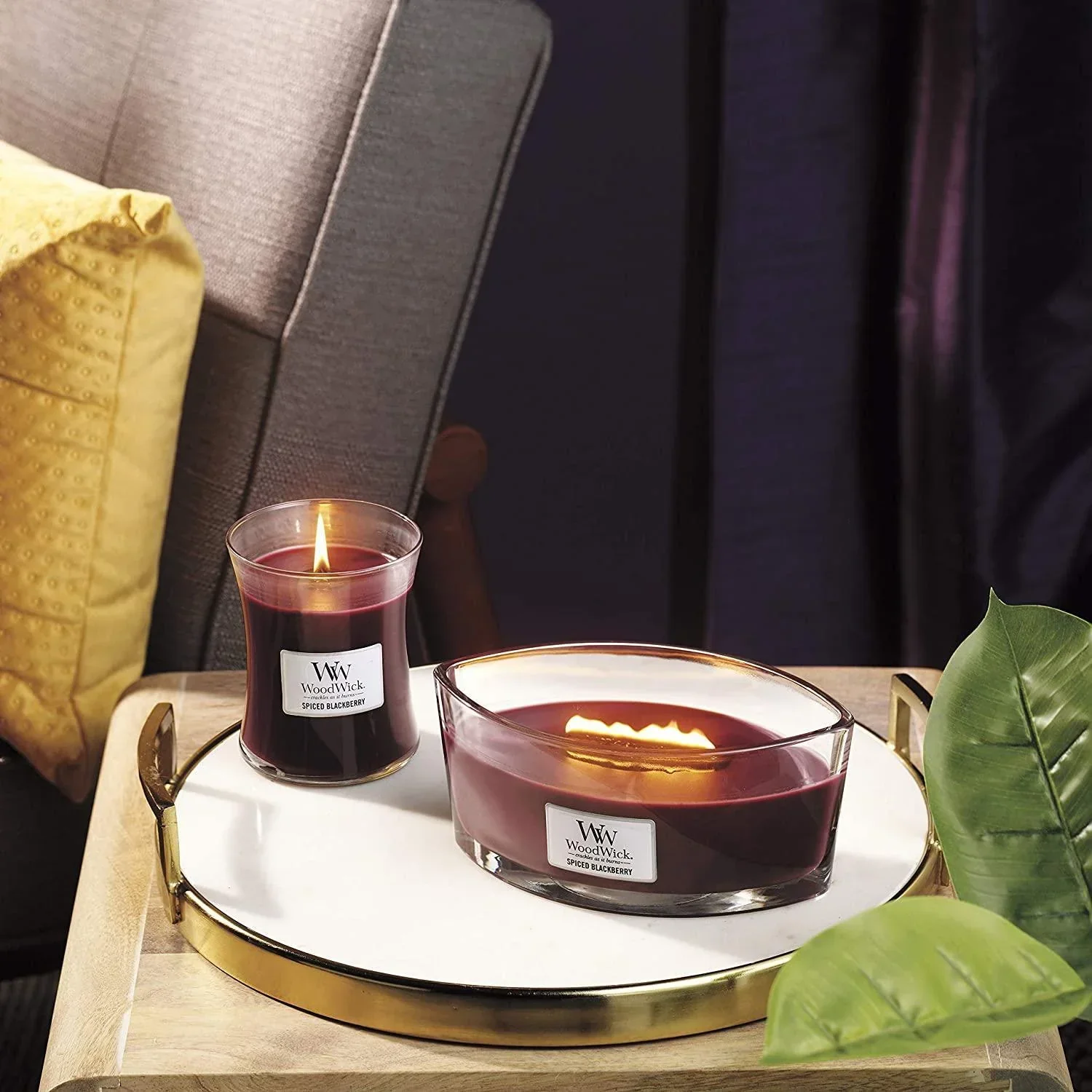 WoodWick Spiced Blackberry Ellipse Scented Candle (453g) - Image 3