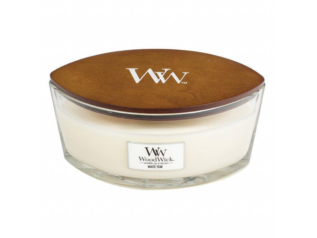 WoodWick White Teak Ellipse Candle (453g) - Image 2