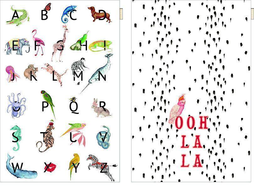 Yvonne Ellen Set Of 2 Tea Towels Alphabet and Ooh La La