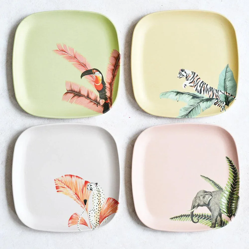 Yvonne Ellen Set of 4 Animal Melamine Plates 20cm