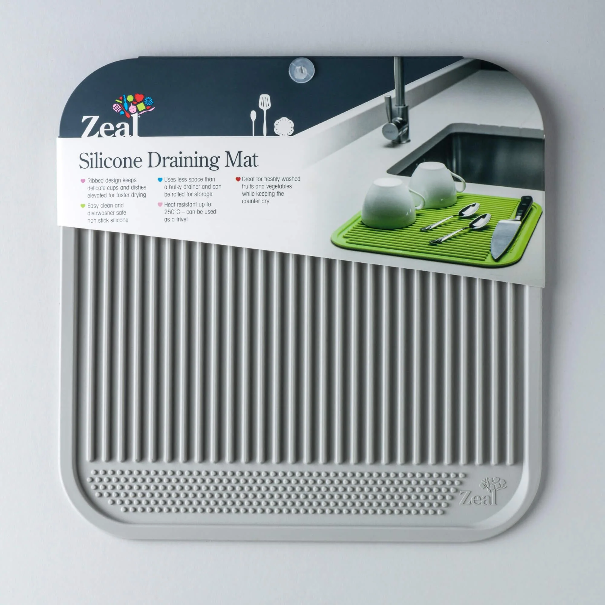 Zeal Silicone Draining Mat - Dark Grey (31cm) - Image 12