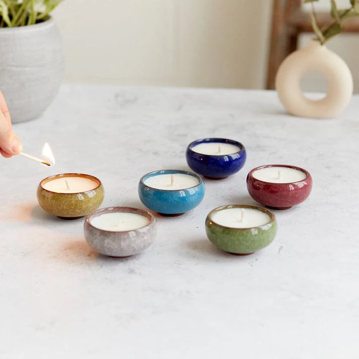 Zesty Lemons Kiln Ceramic Tea Lights - Myrrh & Tonka (Box of 6)