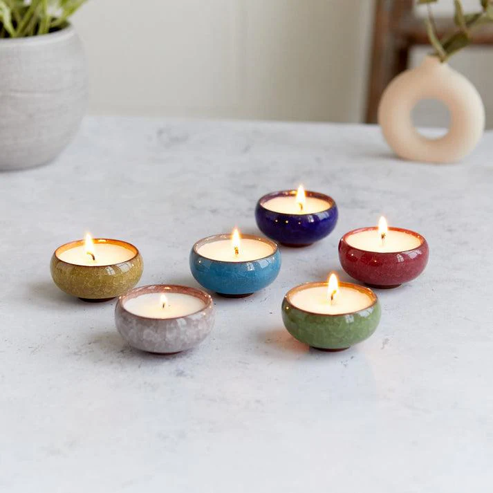 Zesty Lemons Kiln Ceramic Tea Lights - Myrrh & Tonka (Box of 6) - Image 3