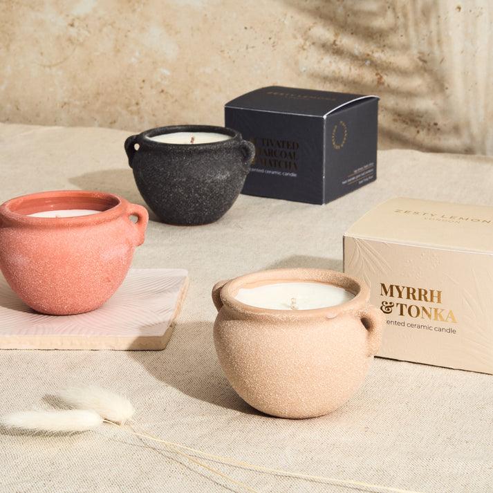 Zesty Lemons Marrakesh Sandstone Pottery Candle - Myrrh & Tonka - Image 5